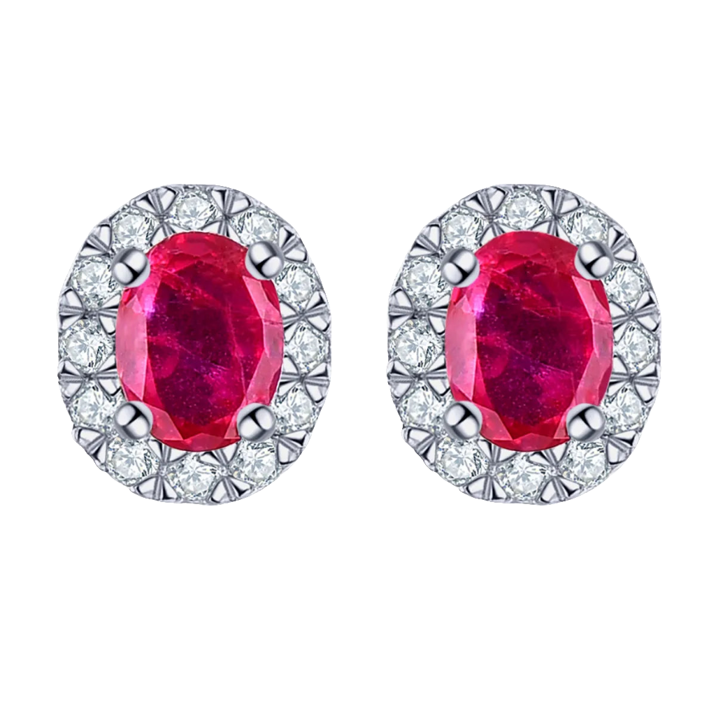 Natural Ruby Gemstone Sterling Silver Stud Earrings 0.5 Carats Genuine Precious Stone