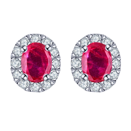 Natural Ruby Gemstone Sterling Silver Stud Earrings 0.5 Carats Genuine Precious Stone