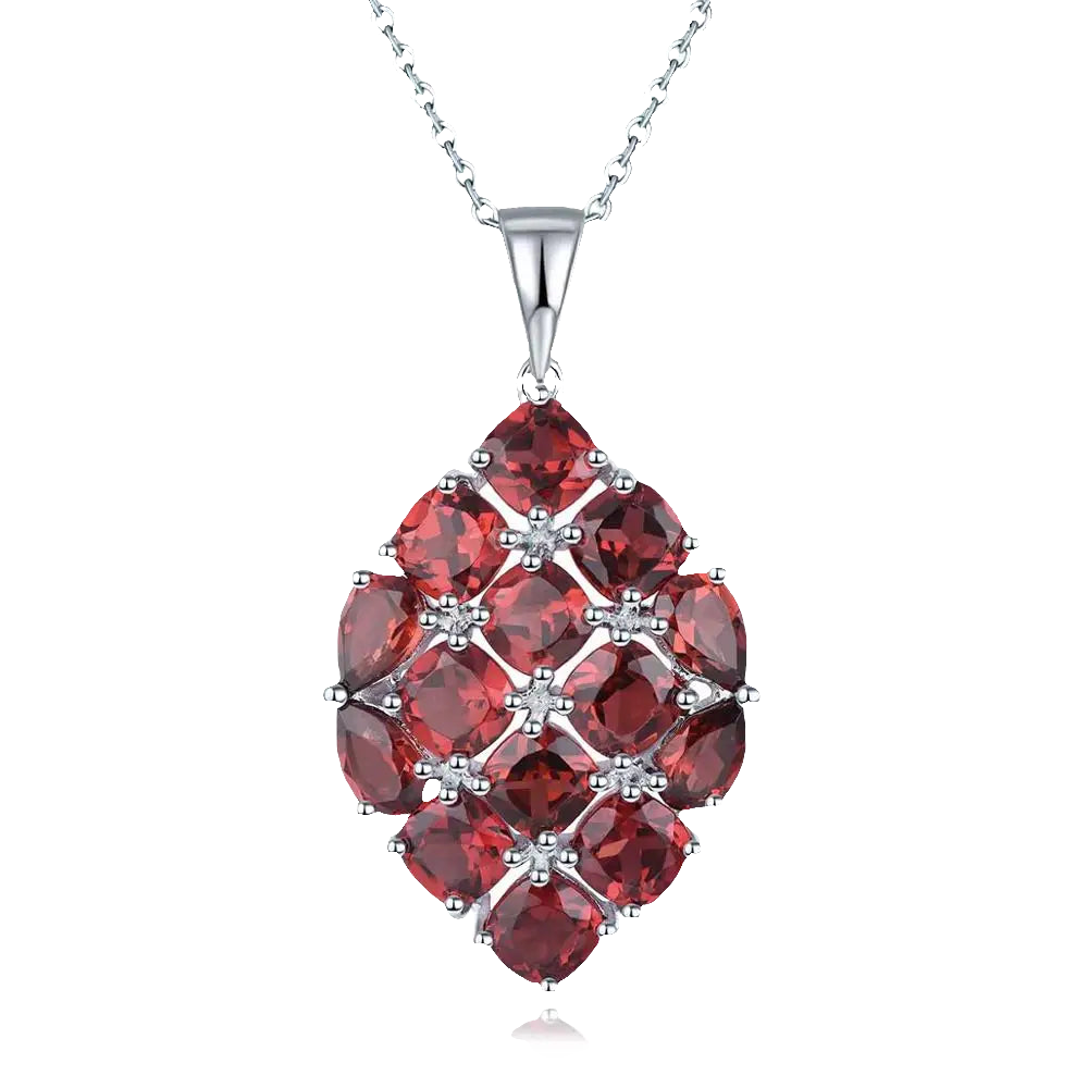 Natural Red Garnet Silver Pendants for Women S925 Jewelry 8.7 Carats