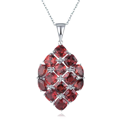 Natural Red Garnet Silver Pendants for Women S925 Jewelry 8.7 Carats