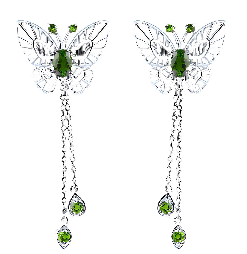 925er butterfly-earrings with green diopside