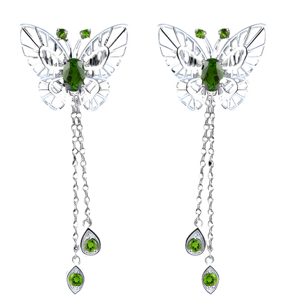 925er butterfly-earrings with green diopside