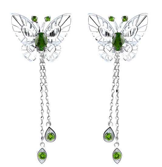 925er butterfly-earrings with green diopside