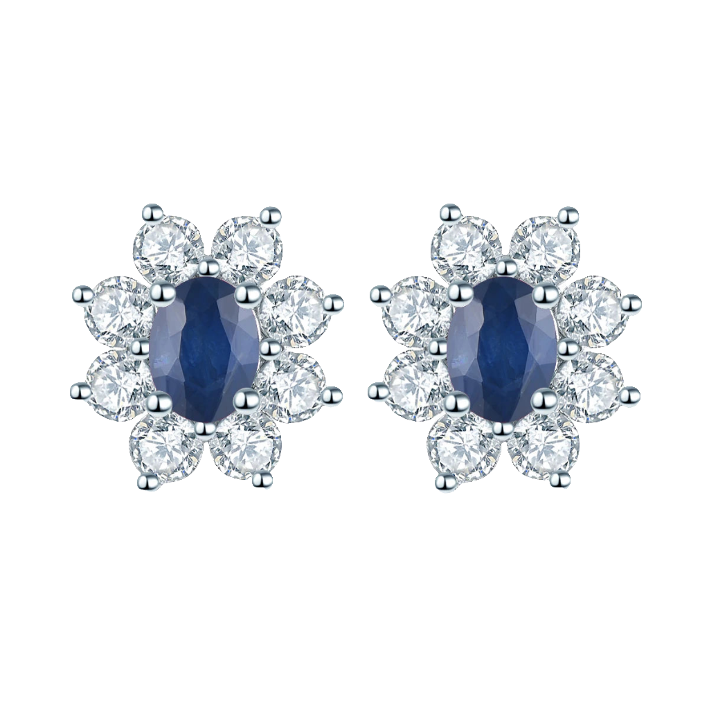 Natural Preicous Blue Sapphire Sterling Silver Stud Earring 0.8 Carats Genuine Gemstone