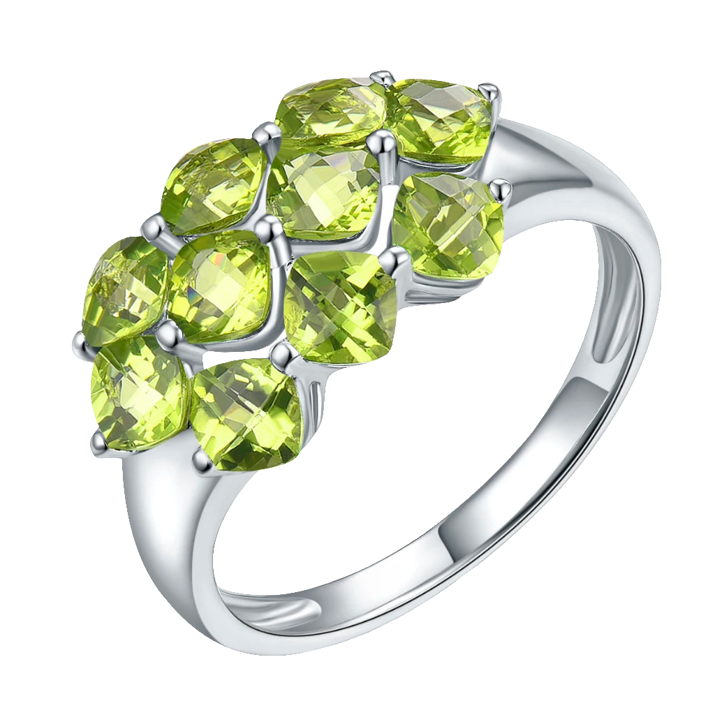 Natural Peridot Solid Silver Ring 3.6 Carats