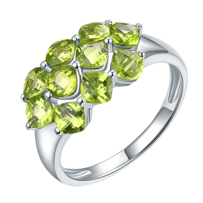 Natural Peridot Solid Silver Ring 3.6 Carats