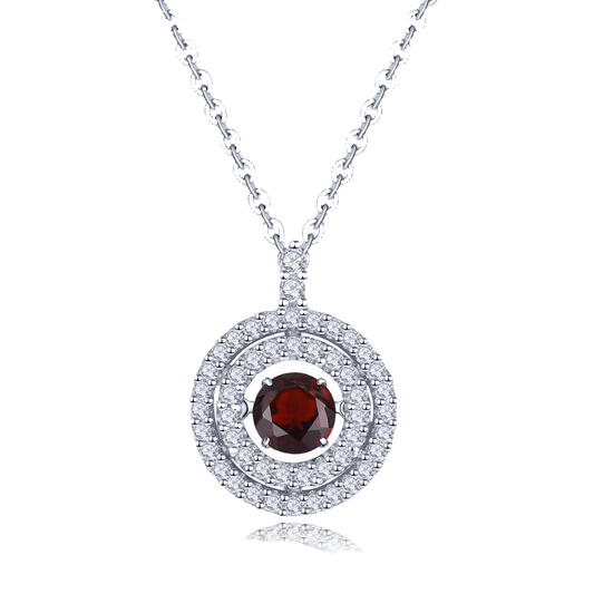 Natural Red Garnet Sterling Silver Pendant Round 4.5mm