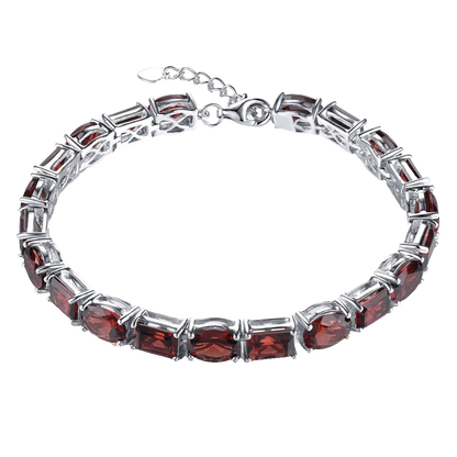 Natural Red Garnet Sterling Silver Bracelet 38.5 Carats Genuine Gemstone