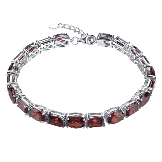 Natural Red Garnet Sterling Silver Bracelet 38.5 Carats Genuine Gemstone