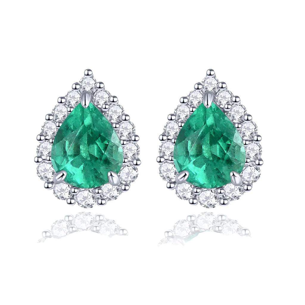 Natural Precious Emerald Stud Earring Sterling Silver 0.6 Carats Geniune Gemstone