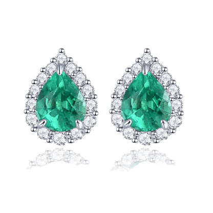 Natural Precious Emerald Stud Earring Sterling Silver 0.6 Carats Geniune Gemstone