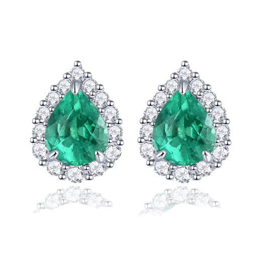 Natural Precious Emerald Stud Earring Sterling Silver 0.6 Carats Geniune Gemstone