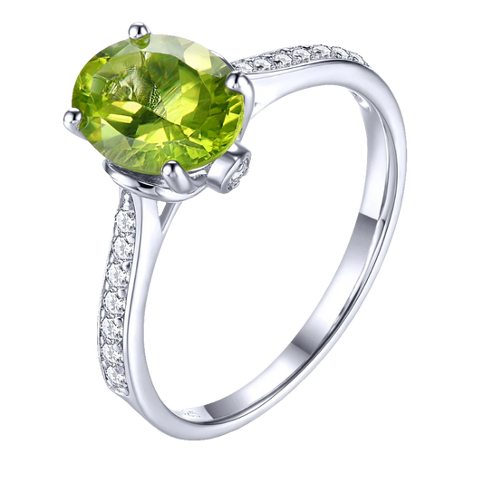 Natural Peridot Sterling Silver Rings 1.8 Carats