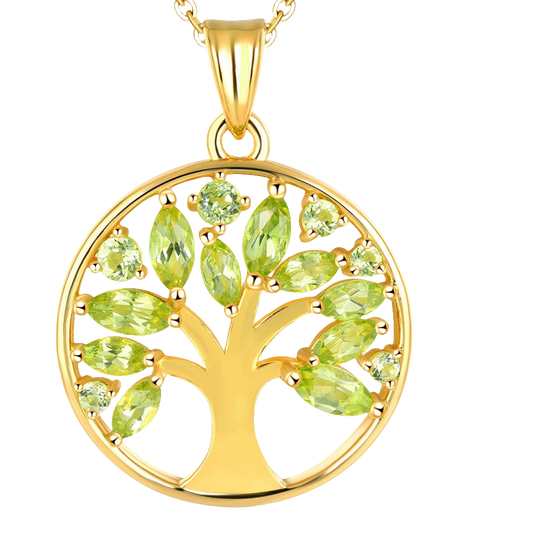 Natural Peridot Sterling Silver Pendant Yellow Gold Plated 1.5 Carats Genuine Gemstone