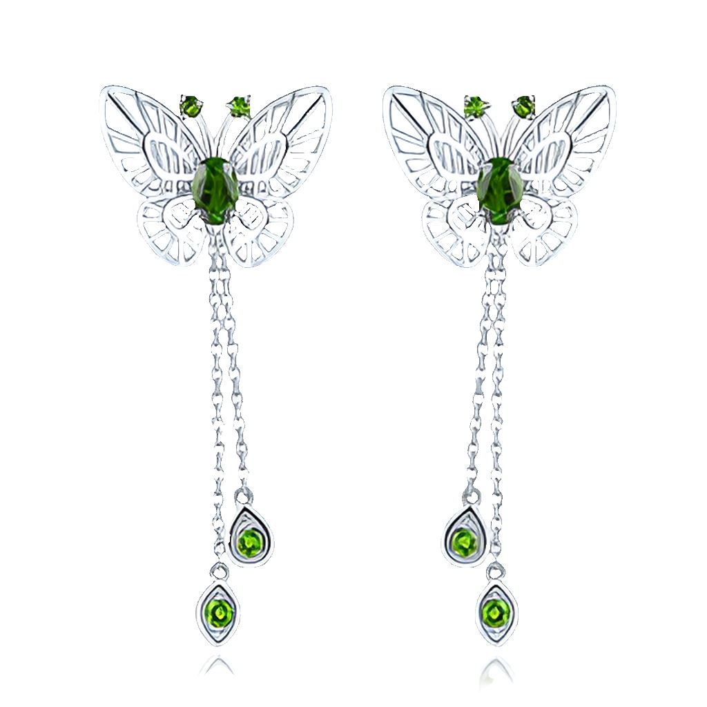 925er butterfly-earrings with green diopside