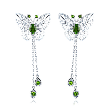 925er butterfly-earrings with green diopside