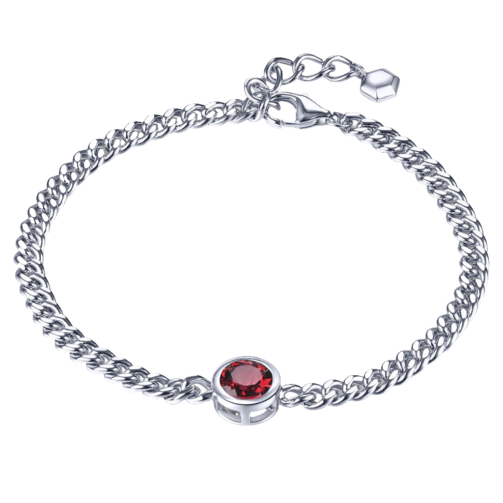 Natural Rhodolite Garnet Solid Silver S925 Bracelet 1.5 Carats