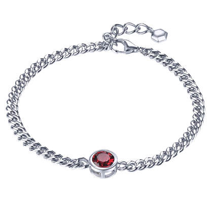 Natural Rhodolite Garnet Solid Silver S925 Bracelet 1.5 Carats