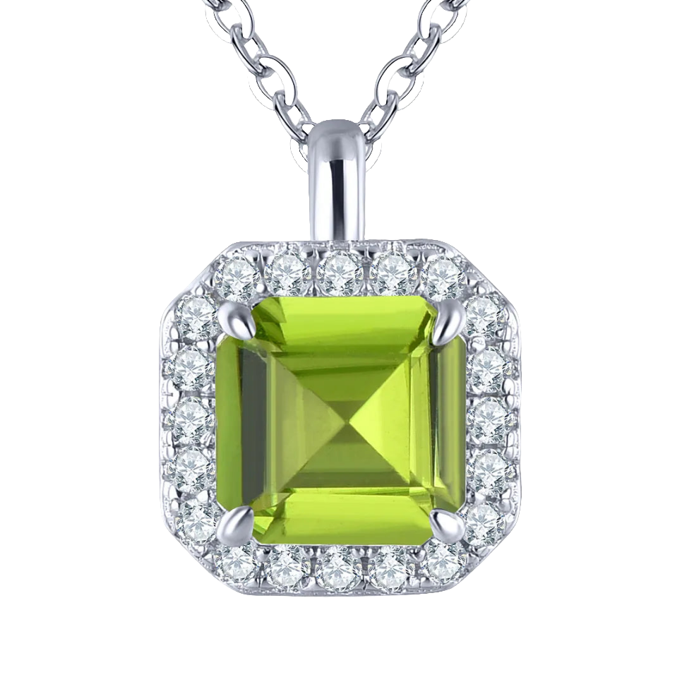 Natural Peridot Sterling Silver Pendants 1.5 Carats Genuine Gemstone