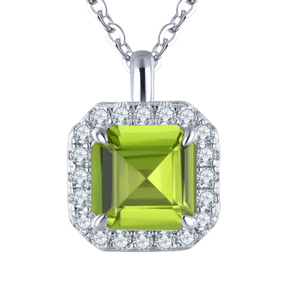 Natural Peridot Sterling Silver Pendants 1.5 Carats Genuine Gemstone