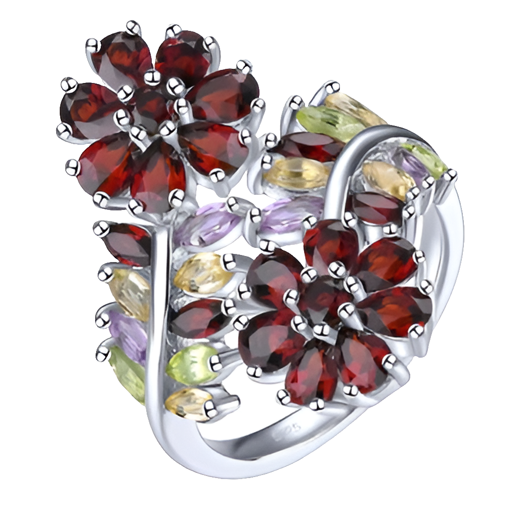 Natural Red Garnet Sterling Silver Rings 4.5 Carats