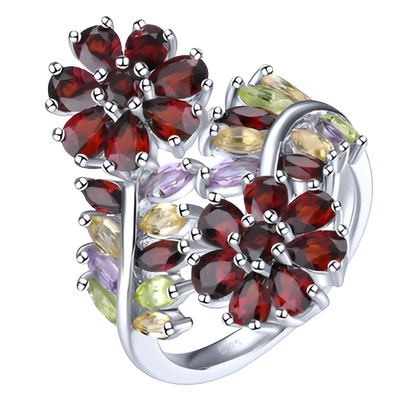 Natural Red Garnet Sterling Silver Rings 4.5 Carats