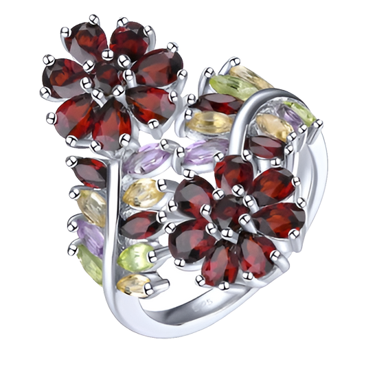 Natural Red Garnet Sterling Silver Rings 4.5 Carats