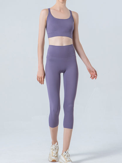 Wide Waistband Cropped Sports Leggings