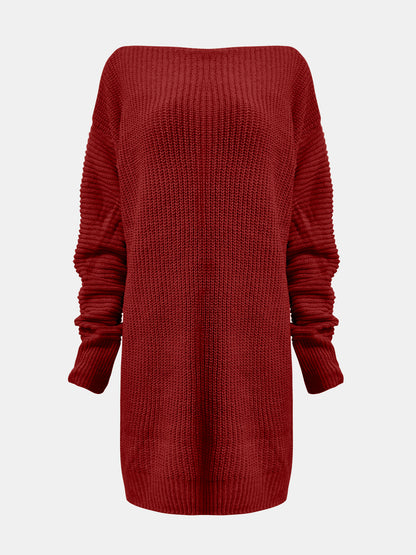 One Shoulder Lantern Sleeve Sweater Dress