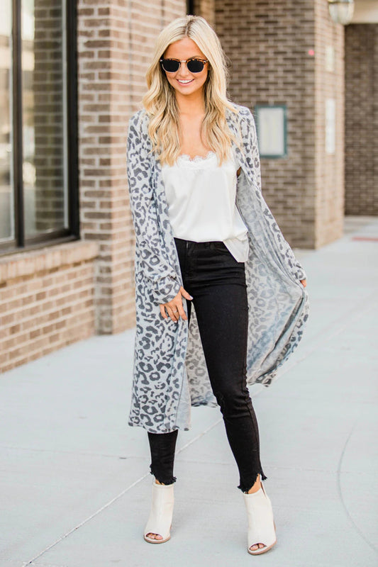 Open Front Leopard Cardigan