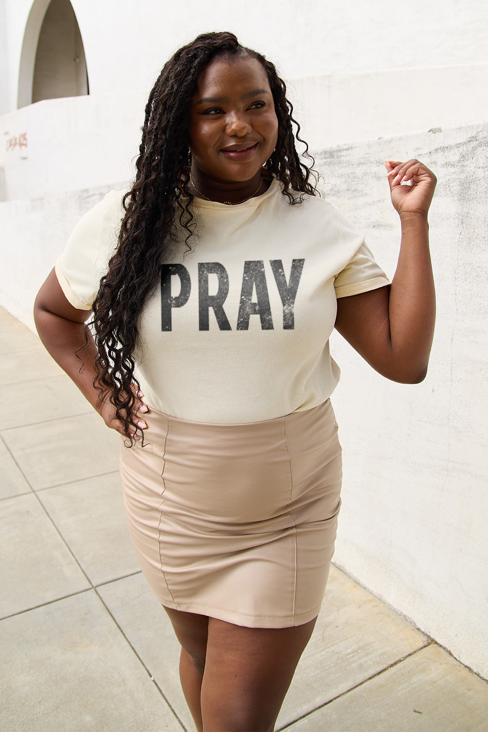 Simply Love Full Size PRAY Round Neck T-Shirt