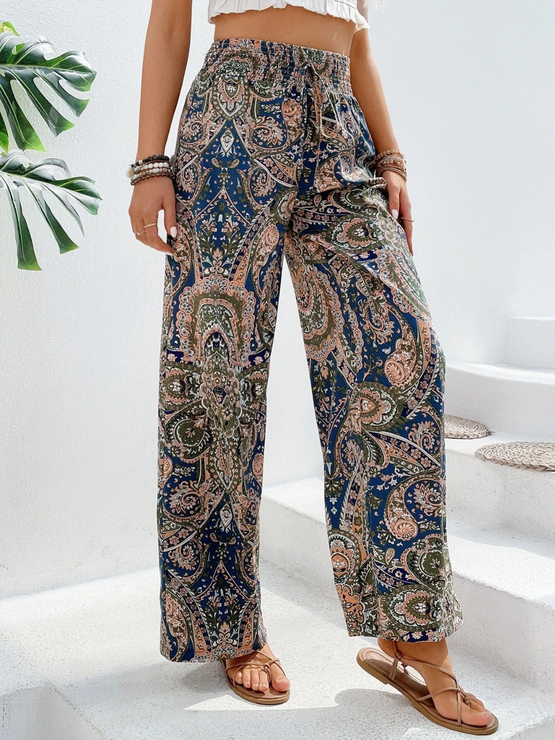 Printed Wide Leg Pants